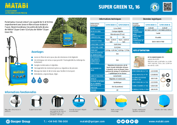 Pulvérisation - Pulvérisateur - Pulverisateur à dos super green