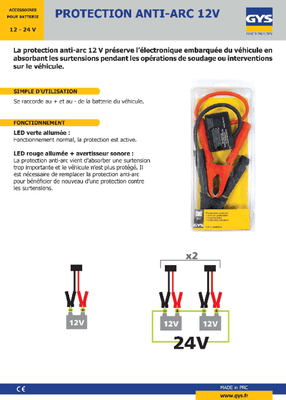 Soudure - Accessoires - Protection anti arc 12 V