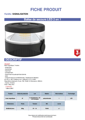 Eclairage, signalisation - Signalisation - Balise de secours