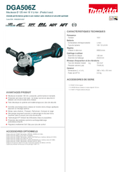 Electroportatifs - Meuleuses, tronçonneuses - Meuleuse sans fil 18V DGA506Z