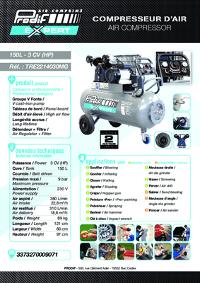 Compresseurs, outils pneumatiques - Compresseurs - Compresseur 150 L