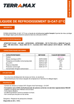 Produits froids - Liquide de refroidissement - Liquide de refroidissement -37° Si-OAT